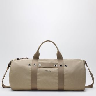 Prada Desert-colored canvas travel duffel