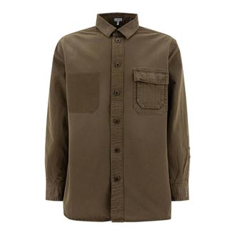 Loewe Overhemden, Heren, Groen, M, Katoen, Cotton Overshirt