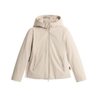 Woolrich Jassen, Dames, Beige, L, Polyester, Firth Short Parka