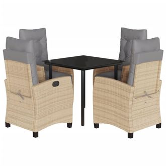 vidaXL Set Comedor De Jard&iacute;n 5 Pzas Con Cojines Rat&aacute;n Sint&eacute;tico Beige Vidaxl