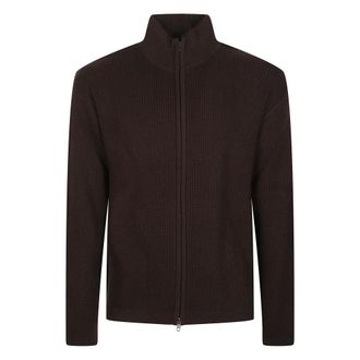 Soft Goat Truien & Vesten, Heren, Bruin, M, Wol, Zipped Ribbed Cardigan