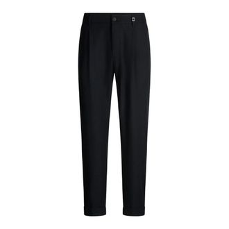 Strellson Broeken, Heren, Zwart, W36 L34, Polyester, Lichtgewicht Stoffen Broek met Plooien en Manchetten