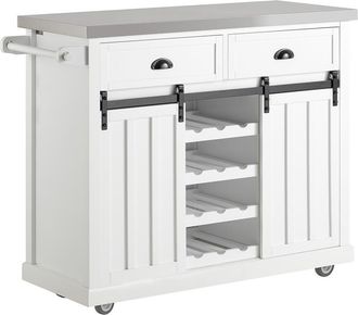 SoBuy Carro de cocina con piso de acero mdf blanco