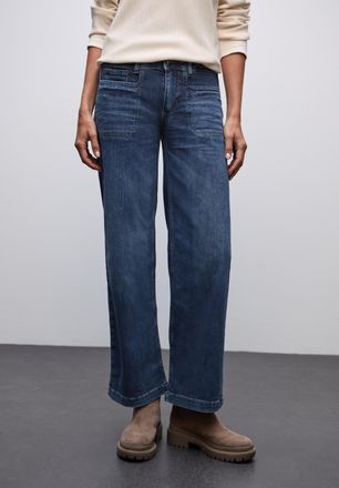 Street One Weite Jeans STREET ONE, Damen, Gr. 26, L&auml;nge 30, indigo washed, Denim/Jeans, Obermaterial: 76% Baumwolle, 18% Lyocell, 4% Elastomultiester, 2% Elastha