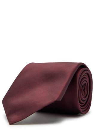 Saint Laurent Silk-taffeta tie - Burgundy - L