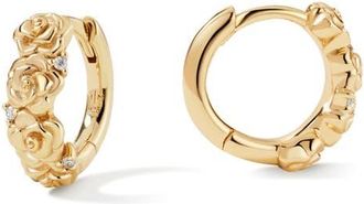 Made by Mary Cubic Zirconia Birthstone Flower Huggie Hoop Earrings in Gold June at Nordstrom