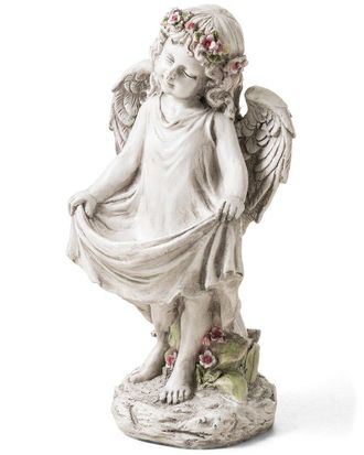 Glitzhome Handmade Angel Garden Statue With Birdfeeder