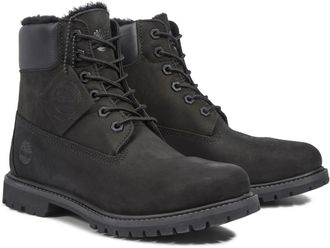 Timberland Schn&uuml;rboots TIMBERLAND 6in Premium Shearling, Damen, Gr. 37,5, schwarz, Leder, Schuhe Schn&uuml;rboots, Winterstiefel, Schn&uuml;rstiefel, Winterschuhe, wasserd