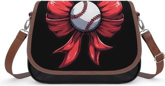 Generic Softball Bow Crossbody Bags for Women Shoulder Messenger Bag Purse Handbags