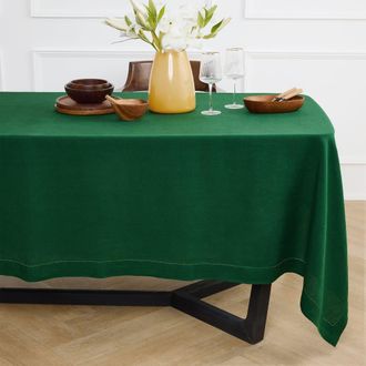 Solino Home Linen Tablecloth for Dining Table, Holiday and Everyday Table Decor - Sonoma Hemstitch in Green at Nordstrom, Size Xx-Small