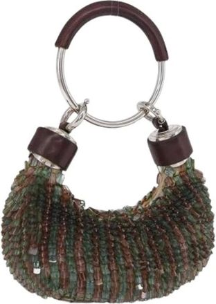 Chlo&eacute; Pre-owned Beaded Mini Hand Bag - Dames - Pre-owned - Groen - Maat: ONE Size Zijde