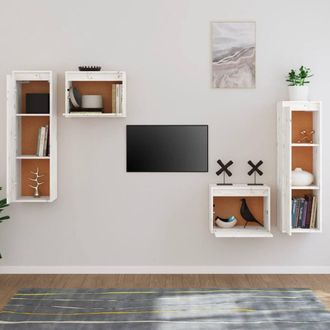 Berkfield Home TV Cabinets 4 pcs White Solid Wood Pine