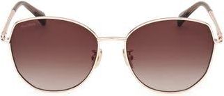 Max Mara 58mm Round Sunglasses in Gold /Gradient Brown at Nordstrom Rack