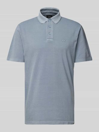 A|X Armani Exchange Poloshirt mit kurzer Knopfleiste in Rauchblau, Größe XL