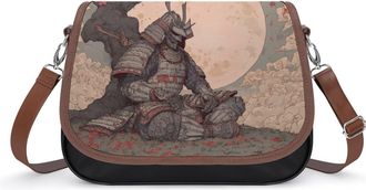 Generic Japanese Samurai Armor Crossbody Bag Womens Handbag PU Message Bags Shoulder Purse with Adjustable Strap