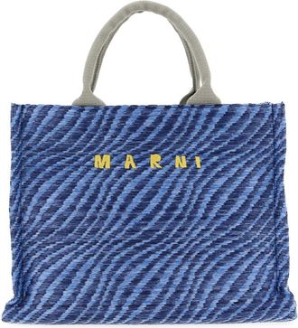 Marni Blue Logo Medium Tote