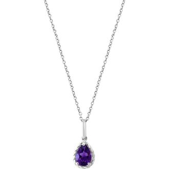 Effy Sterling Silver Pear Cut Amethyst Pendant Necklace in Purple at Nordstrom Rack, Size 18
