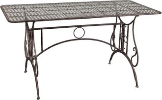 Biscottini International Biscottini - Mesa Antigua De Hierro Forjado Mesita Rectangular De Jard&iacute;n Mesa Desmontable Para Exterior Muebles De Jard&iacute;n 150x77x80 Cm