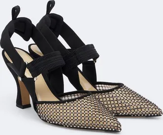 Fendi Colibr&igrave; embellished mesh and suede pumps