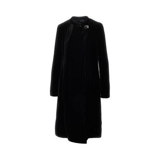 Emporio Armani Velvet coat with decentralized button Woman 42