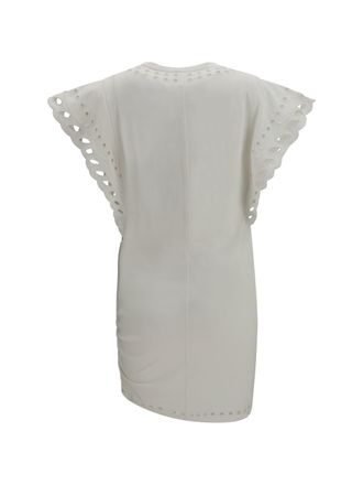 Isabel Marant Womens Orlane Cotton And Broderie Dress Ecru