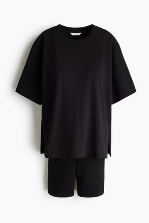 H&M Mama 2-piece Cotton Jersey Set in Black at Nordstrom, Size Xx-Large