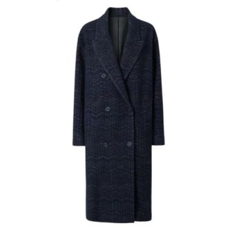 Missoni Dubbelrijige Jas van Kasjmier en Viscose - Dames - Mantel - Blauw - XS - Kasjmier - Jassen