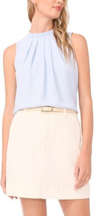 Vince Camuto Pleated Mock Neck Woven Top in Sky at Nordstrom, Size Xx-Large
