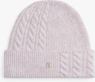 Tommy Hilfiger Womens Mixed Knit Wool-Blend Beanie - Pink