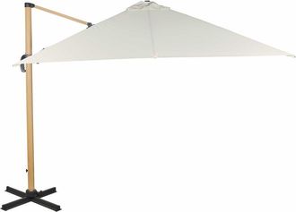 Maisons du monde Sombrilla con brazo lateral 3 x 3m de aluminio efecto madera y tela color crudo