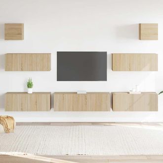 vidaXL Vidaxl - Set De Muebles Para Tv 7 Pzas Madera Contrachapada Roble Sonoma