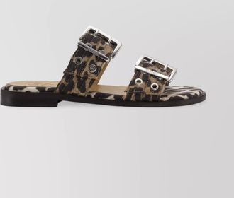 Ganni leopard print lace sandals