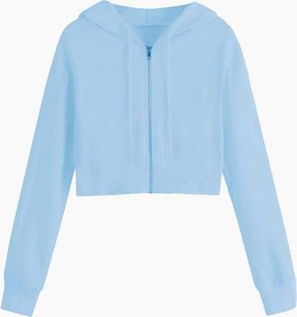 Miso Womens Cropped Hoodie - Blue - Size: 12