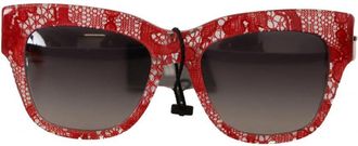 Dolce & Gabbana WoMens Red Lace Acetate Rectangle Shades DG4231 Sunglasses - One Size