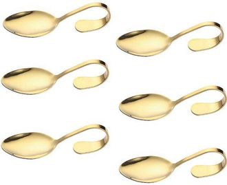 OEM 6 Cucharas De Acero Inoxidable, Mango Curvo, Cuchara Creativa Para Mariscos, Cuchara Para Sushi, Cuchara Para Servir, 13,5 X 4,5 Cm