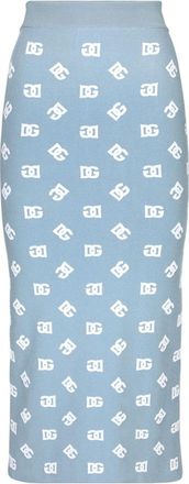 Dolce & Gabbana DNA logo-print straight skirt - women - Viscose/Polyester - 46 - Blue