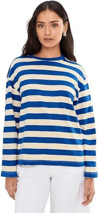 Faherty Sunwashed Slub Long Sleeve Retro T-Shirts Womens Clothing Sea Stripe : XL, Cotton
