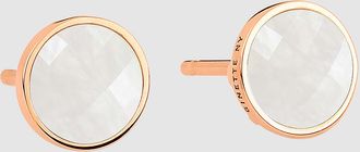 Ginette NY Boucles dOreilles Pixie Ever Disc Pierre de Lune Blanche Or Rose