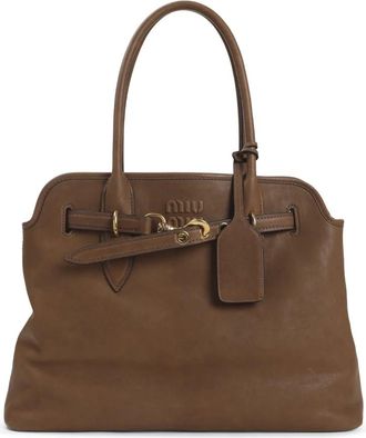Miu Miu Tassen, Dames, Bruin, ONE Size, Leer, Aventure Handbag
