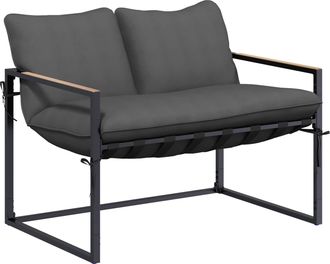vidaXL Conjunto De Sof&aacute;s De Jard&iacute;n Negro Y Antracita Acero Vidaxl