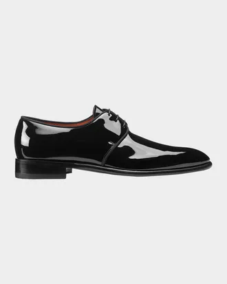 Santoni Men & apos;s Patent Leather Grosgrain-Trim Derby Shoes
