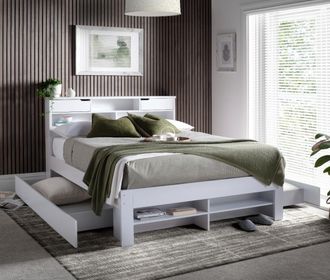 Bedmaster Fabio Wooden Storage Bed With 1 Drawer in White | Size: Double