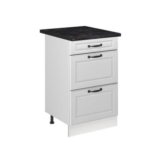 Vicco Mueble Bajo De Cocina R-line, Blanco Casa De Campo/blanco, 50 Cm Encimera Antracita, Vicco