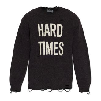 Moschino Round-neck Knitwear, male, Black, Size: XL Wool sweater