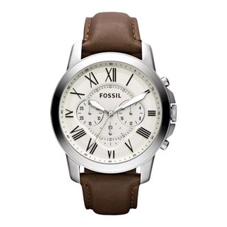 Fossil Accessoires, Heren, Bruin, ONE Size, Leer, Grant Chronograph Fs 4735