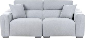 Beliani Sof&aacute; de 3 plazas 3 personas de tejido azul