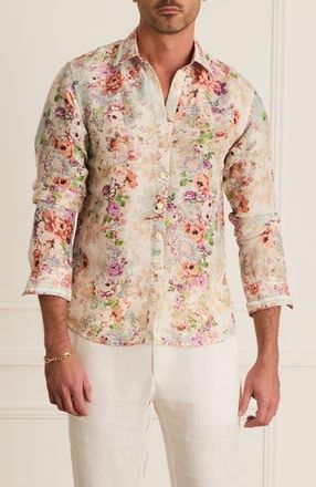 Aqua Blu Australia Relaxed Fit Blake Shirt in White Floral Print at Nordstrom, Size Small