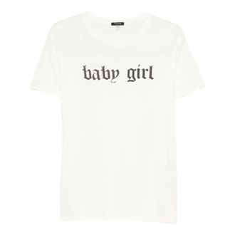 R13 T-Shirts, female, White, Size: M Logo-print T-shirt