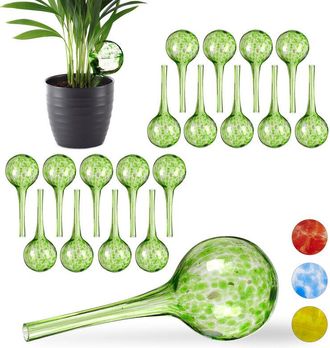 Relaxdays Relaxdays Set De 20 Globos De Riego, Sistema De Riego Para Plantas, Vacaciones, &Oslash; 6cm, Verde, Vidrio