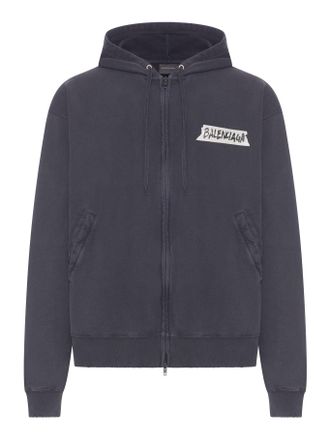 Balenciaga MENS MASKING TAPE OVERSIZED ZIP-UP HOODIE - Balenciaga - Man